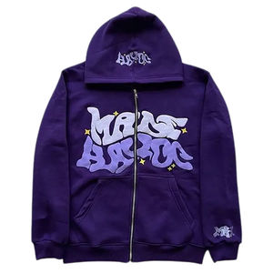 เสื้อมีฮู้ดแบบซิปสไตล์วินเทจสำหรับผู้ชายเสื้อผ้าแนวสตรีทแวร์ผ้าฝ้ายเฮฟวี่เวท610gsm บ็อกซี่ฟิตมีซิปสำหรับผู้ชาย - Product Image 5