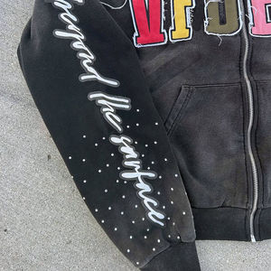 Sweat à capuche de luxe pour hommes avec strass solides avec design de diamant étincelant hiver surdimensionné pour Streetwear à la mode et mode urbaine - Product Image 4