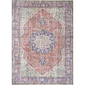 Alfombras Vintage de Lana 9x12 en Rojo y Naranja, Anudadas a Mano con Patrón de Medallón para Uso Doméstico, para Sala de Estar y Pasillo, Modelo Pae-2608 - Product Image 1