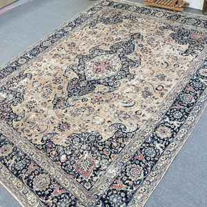 Alfombra Turca Extra Grande de 9.5x12.1 pies (289x369 cm), Alfombra Vintage con Diseño Floral Azul - Product Image 1