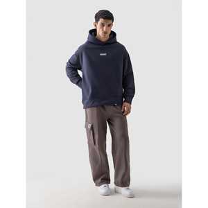 Sudadera con Capucha Azul Marino 100% Algodón, Tejido French Terry Ligero, Diseño Serigrafiado, Etiqueta Personalizada, Logotipo Bordado, Patrón Sólido - Product Image 4