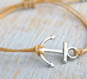 <b>String</b> Anchor Bracelet, <b>Gold</b> <b>String</b> Anchor Bracelet, Anchor Charm Bracelet - Product Image 2