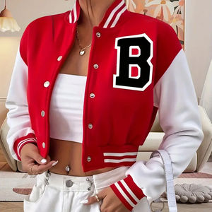 Chaqueta de béisbol personalizada de alta calidad Nueva llegada Chaqueta de béisbol en blanco al por mayor Chaqueta de béisbol de calidad superior Varsity Mujeres - Product Image 3