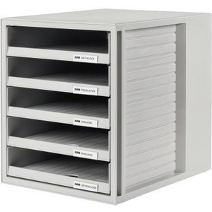 Light Gray <b>File</b> Cabinet Set with 5 A4 Polystyrene Drawers HAN - Product Image 1
