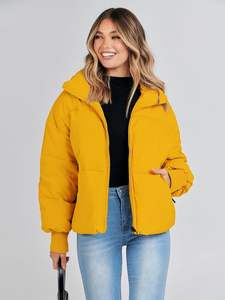Veste matelassée imperméable à capuche brillante personnalisée avec rembourrage en coton épais pour les femmes hiver - Product Image 5