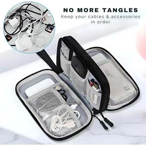 TidyTech Double-Tier Portable Electronic Accessory Organizer Plastic Office Cable Organizer with <b>Storage</b> Bags for Bathroom Use - Product Image 5