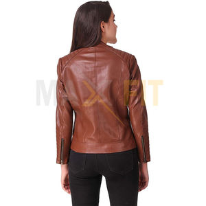 MAXFIT ENTERPRISES-Chaqueta de cuero liso para mujer y niña, diseño personalizado, tela estampada, cuero PU - Product Image 2