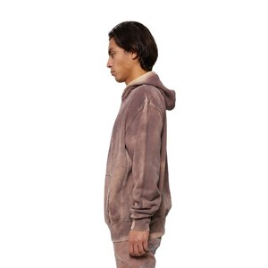 Sweat à capuche surdimensionné pour homme en coton épais de haute qualité, personnalisé, pour l'automne, avec impression sérigraphiée et broderie, 100% coton, effet délavé à l'acide - Product Image 3