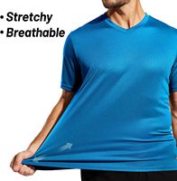 T-shirt de sport personnalisé pour homme, col en V, manches courtes, séchage rapide, en polyester doux, imprimé sérigraphié, écologique, vierge