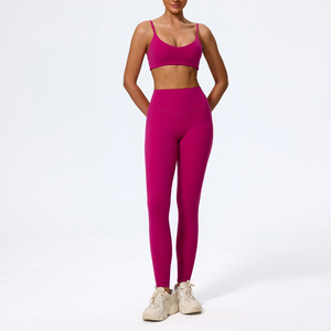 Conjunto de yoga para mujer Material sólido duradero con patrón a cuadros Gimnasio Fitness Ropa deportiva para entrenamiento y ropa de gimnasio - Product Image 4