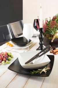 Durable Square Set of 6-pcs Ceramic Dinner Plates Black Matte Finishing Nordic Minimalist Elegant Design Eclipse Excelsa - Product Image 5