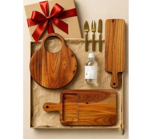 Planche à charcuterie en bois d'acacia écologique avec poignée, forme ronde, plateau à pizza, parfait pour les fromages, les collations et les amuse-gueules - Product Image 1