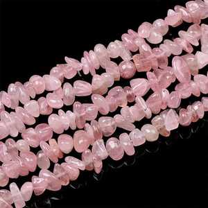 Cuentas de virutas de piedras preciosas de cuarzo rosa de Madagascar Natural de grado A, hebra de 16 pulgadas, tamaño de 5 ~ 8mm, agujero ovalado y corte de pera de 0,5mm - Product Image 3