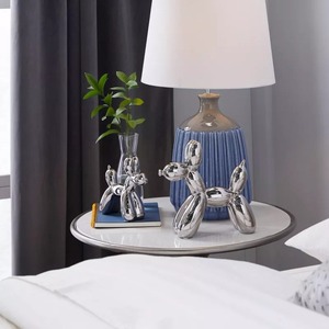 Silver Porcelain Ceramic 2 <b>Balloon</b> Dogs Home Decor Object Decorative Accent Tabletop Sculpture Bedroom Living Room Items - Product Image 4
