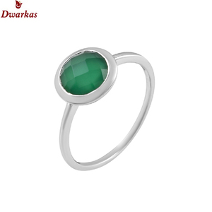 Classique élégant 925 argent sterling calcédoine bague en pierre unique pour fille femmes bague délicate prêt stock pas cher prix en gros - Product Image 6