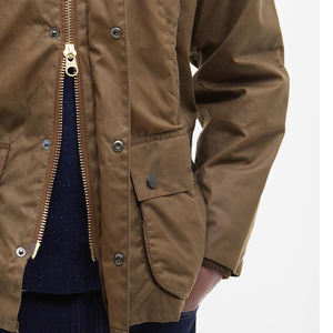 แจ็คเก็ตผ้าแคนวาสเคลือบแว็กซ์สำหรับผู้ชาย สไตล์สตรีท พร้อมโลโก้สั่งทำด้านหน้า กันน้ำและกันลม - Product Image 5