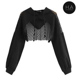 เสื้อฮู้ดผ้าฝ้ายแบบสั้นสำหรับผู้หญิงเสื้อครอปไซส์ใหญ่พิเศษออกแบบโลโก้ได้ตามต้องการ - Product Image 5