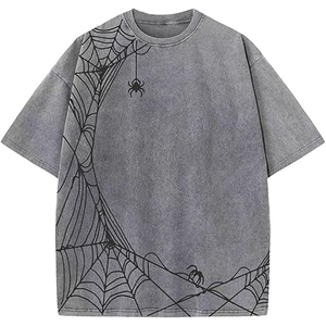 T-shirts unisexes surdimensionnés en coton lourd délavé à l'acide, streetwear, vente en gros, logo personnalisé, broderie usée, t-shirts pour hommes - Product Image 4