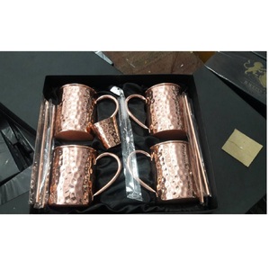 Copper Tumbler Jug Pitcher 4 Copper Tumbler <b>Mug</b> Set With Velvet <b>Box</b> for Home Restaurant Bar Hotel Drinking Gift to Someone Use - Product Image 2
