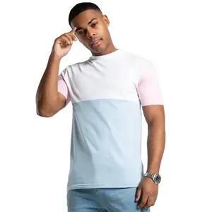 Mannen T-shirts Wit Chambray Roze Multi Gekleurde T-shirts Ontspannen Fit Groothandel Custom Logo Heren Streetwear T-shirts