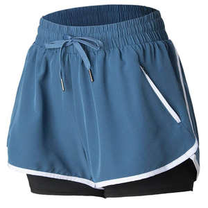 Shorts pour femmes femmes Shorts de gymnastique entraînement course court 100% Polyester taille haute respirant entraînement taille élastique sport - Product Image 4