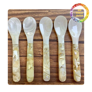 Cuillères et fourchettes en nacre fabriquées à la main | Bien polies et de différentes formes et tailles | Article mignon pour la maison et le spa - Product Image 3