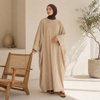 Robe Abaya Moderne Ample en Mélange de Lin Premium, Style Minimaliste et Pudique, Fabricant OEM ODM pour Marques Européennes