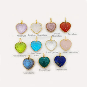 Blue Topaz Quartz Heart Pendant 16mm 925 Sterling Silver Gold Plated Blue Topaz Quartz <b>Charms</b> Hand Carved Heart Shape Pendants - Product Image 6