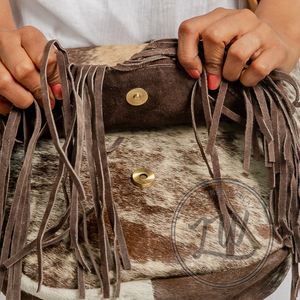 LW Sac à bandoulière vintage en cuir véritable avec pierre pour femmes et filles Look élégant Couleur noir et marron - Product Image 3