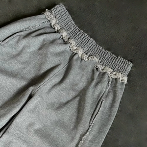Pantalon de Survêtement Homme Baggy en Coton Molleton Lourd Français, Taille Haute, Jambe Large, Délavé, Rayé à Ourlet, Streetwear Personnalisé, Haute Qualité - Product Image 4