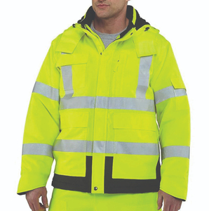 High Visibility Yellow Safety Workwear Uniform Unisex Double Layer Polyester <b>Fleece</b> <b>Liner</b> Fire Resistant Breathable Security - Product Image 1