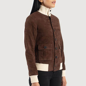 Veste en cuir pour femme, col rabattu réversible, coupe classique, automne, matelassée, nylon respirant, coupe-vent, écologique, imperméable - Product Image 2