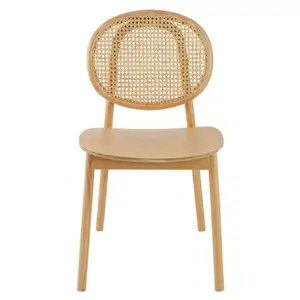 Luxury Modern Cheap Rattan Dining Chair Wood Patio Backrest Chair Restaurant Furniture Set Cafe Chair Wholesale