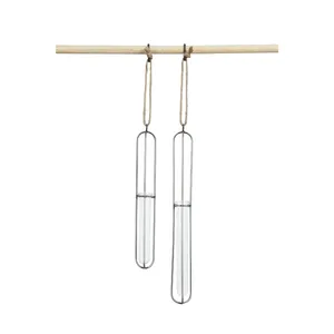 Vase à fleurs en tube de verre en métal Art déco moderne Tenture murale et décoration de table Couleur et logo personnalisables - Product Image 5