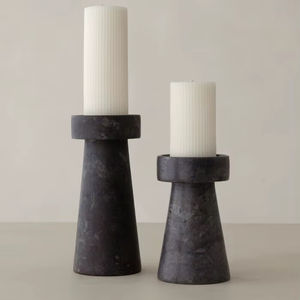 Bougeoir de Noël en marbre poli - Décoration d'intérieur écologique faite à la main avec taille et couleur personnalisables pour une brillance luxueuse - Product Image 1