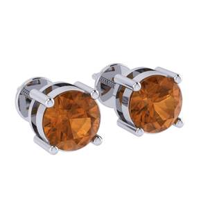 Boucles d'oreilles fines en argent sterling plaqué or blanc/jaune/rose avec pierre précieuse citrine taillée (pierre de naissance de novembre) 6,6 mm élégantes - Product Image 4