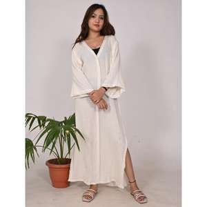 Vestido de muselina de algodón para mujer Vestido largo de doble capa Ligero y elegante Ropa de fiesta Estilo de diseñador para ocasiones especiales - Product Image 4