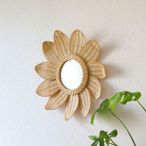 Espejo de pared de jacinto de agua redondo Vintage tejido a mano ecológico de Vietnam Natural de Thanh Cong - Product Image 3