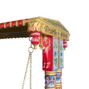 Silla Columpio Tradicional de Madera, Muebles Cómodos para Exteriores, para Jardín o Sala de Estar, Diseño Pintado - Product Image 3