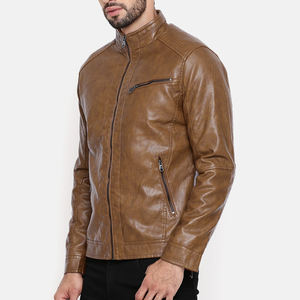 Fashion Autumn Winter Simple Motorcycle Leather Jacket Solid Color <b>Slim</b> Fashion Leather Jacket Men's Wear - Product Image 3