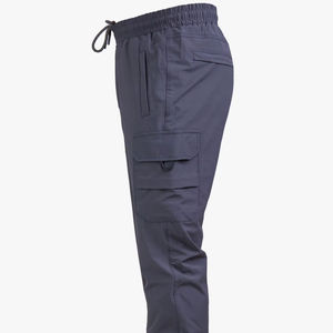 Pantalones vaqueros casuales tácticos de pierna ajustada color carbón, corte regular, estilo workwear, con botones, lavados, transpirables, 100% algodón, suministro al por mayor - Product Image 1