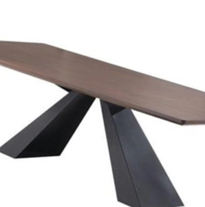 Table à manger industrielle moderne en bois de teck et acier pour 8 personnes pour la maison, les hôtels ou les parcs - Product Image 4