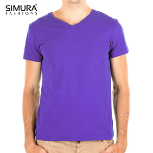 เสื้อยืดคอกว้างแขนสั้นผู้ชาย SIMURA สีพื้น ผ้าฝ้าย ทรงปกติ สวมใส่สบาย ผ้าเจอร์ซีย์ถัก - Product Image 2
