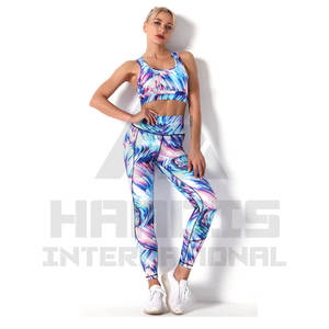 Venta al por mayor Ropa deportiva Sublimación Impresión Ropa de yoga Sujetador deportivo para mujer y mallas Sujetador deportivo de alto soporte sin costuras - Product Image 3