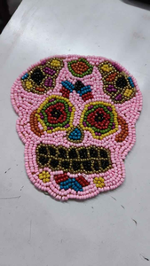 Posavasos Artesanal de Corazón con Cuentas de Vidrio Rosa de la India, Bordado Artesanal, Diseño Personalizable - Product Image 5