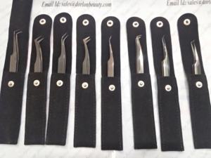 Pince à épiler pour extension de cils en acier inoxydable de qualité supérieure, enduite de plasma noir et logo personnalisé - Product Image 5