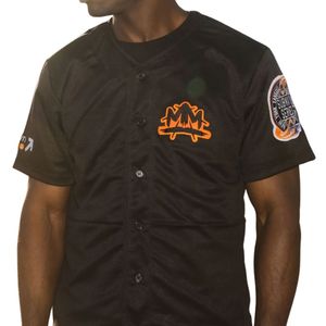 Camiseta Deportiva de Béisbol Negra para Hombre, con Botones en la Parte Delantera, Manga Corta, Parches Bordados, Uniforme Personalizado para Equipos, Venta al por Mayor - Product Image 4