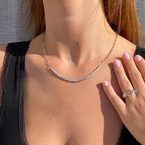 Gargantilla de oro macizo de 14K con diamante cultivado en laboratorio VVS redondo certificado por IGI redondo de gama alta de 2,23 quilates para mujer al precio más bajo - Product Image 1