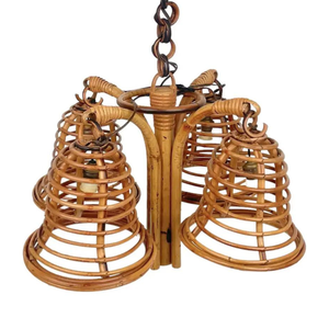 Couverture d'éclairage tissée en rotin classique de style antique Abat-jour en bambou pour décoration d'art à la maison Lanterne suspendue avec cannes - Product Image 1