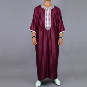 Nouvelle Arrivée 2025 Robe Musulmane Unie Décontractée Vente en Gros Grande Taille Homme Respirant Coton Vêtement Islamique Thobe Taille Adulte - Product Image 5